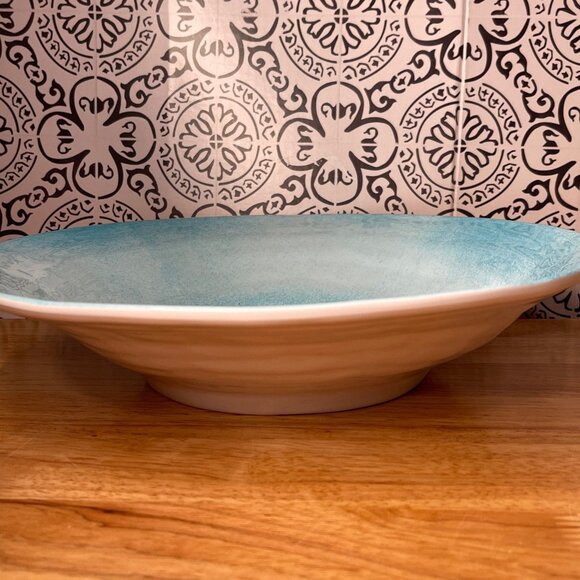 Large Melamine Serving Bowl By Secret Celebrity 17" Blue & White BPA-Free Dishwa - Picture 3 of 4